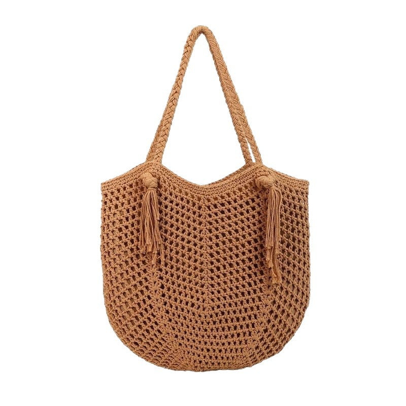 Makramee Strandtasche mit Fransigen Details Brehn