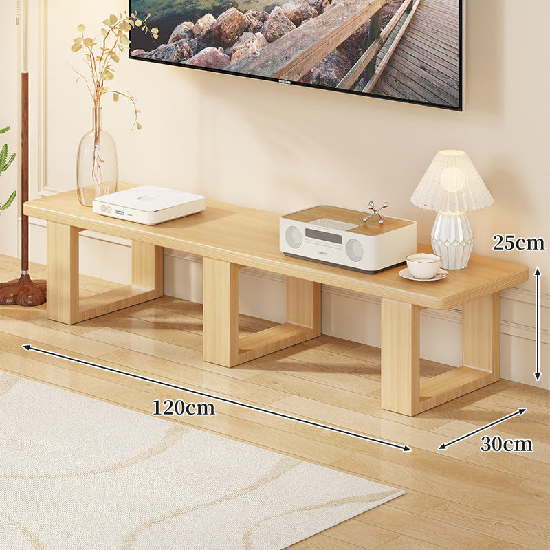 Niedrige massive Holz-TV-Medienkonsole Bank mit offenen rechteckigen Beinen