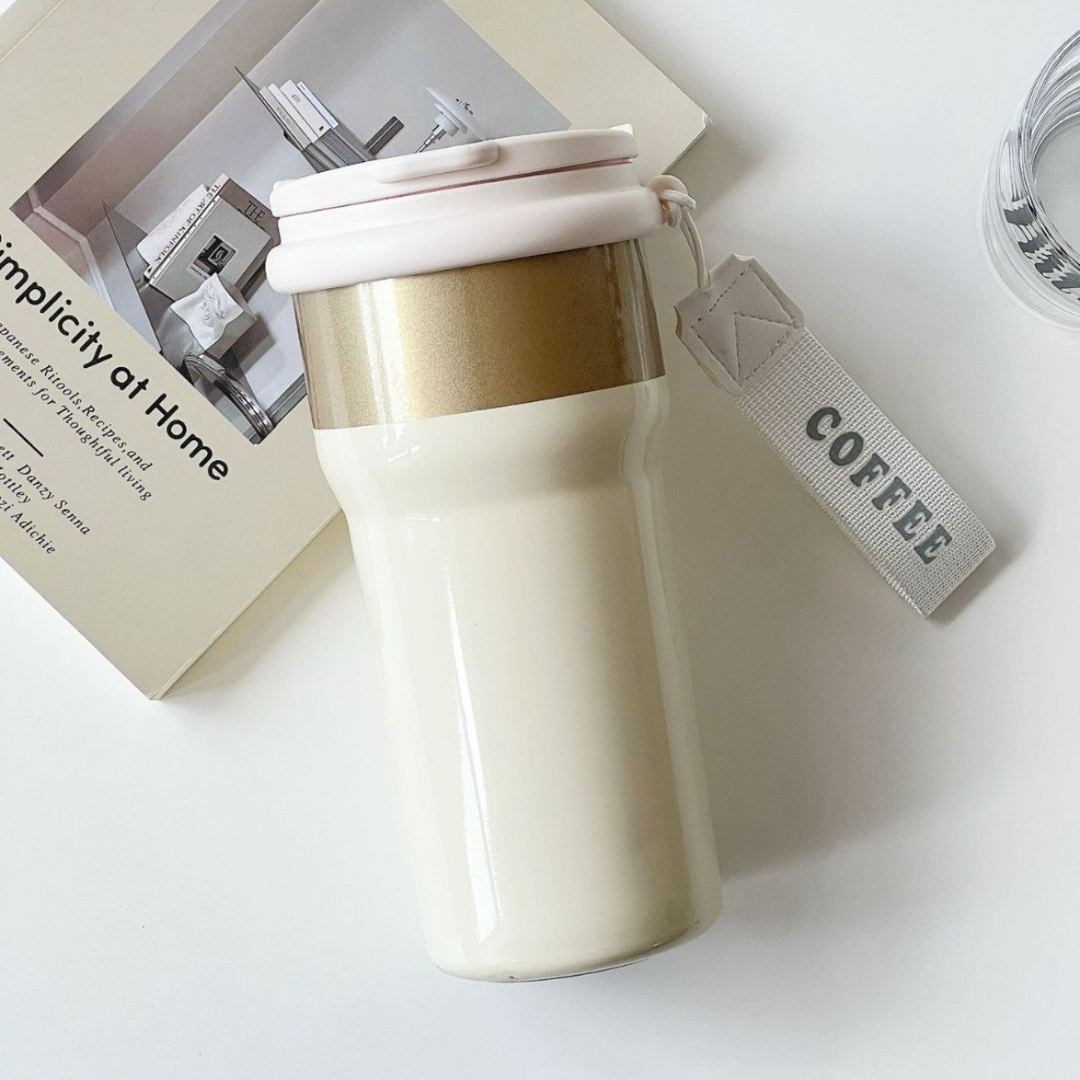 Damen Thermosbecher mit elegantem Goldrand Brehn