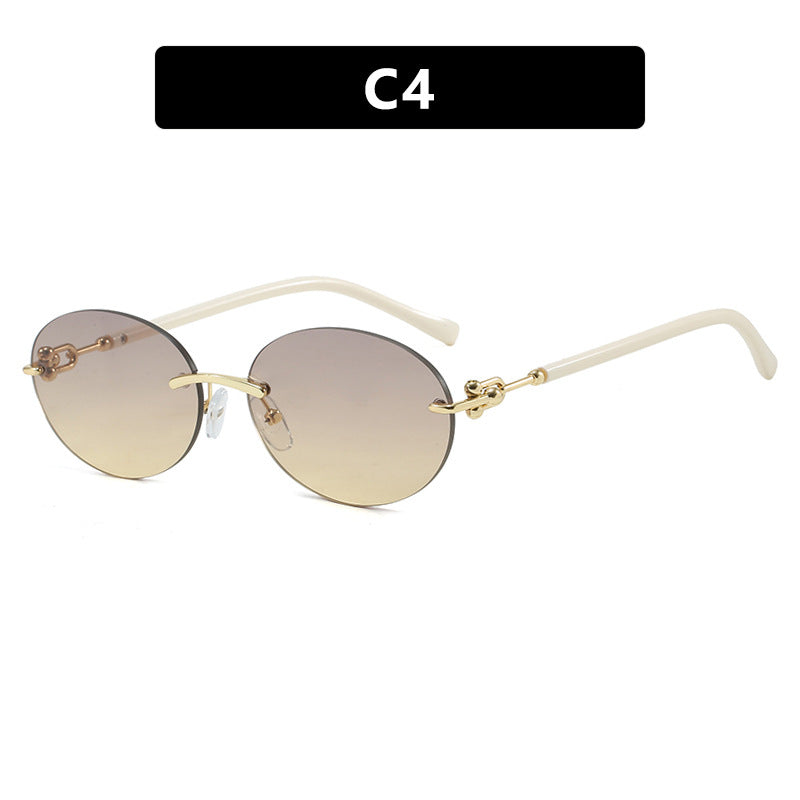 Damen ovale Sonnenbrille mit luxuriösem Metallrahmen und verspiegelten Gläsern Brehn