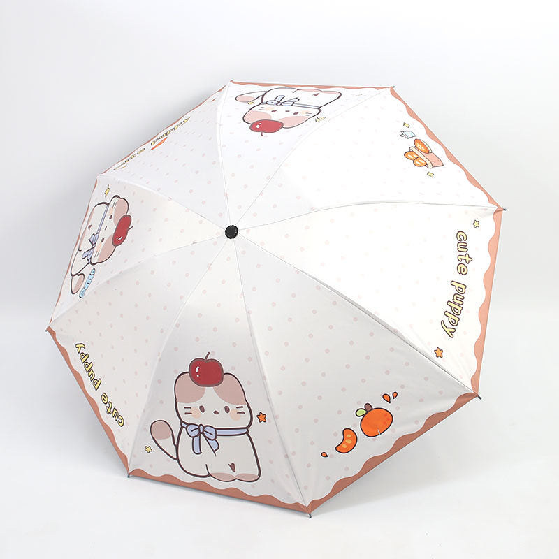 Damen Kawaii Falt-Regenschirm Brehn