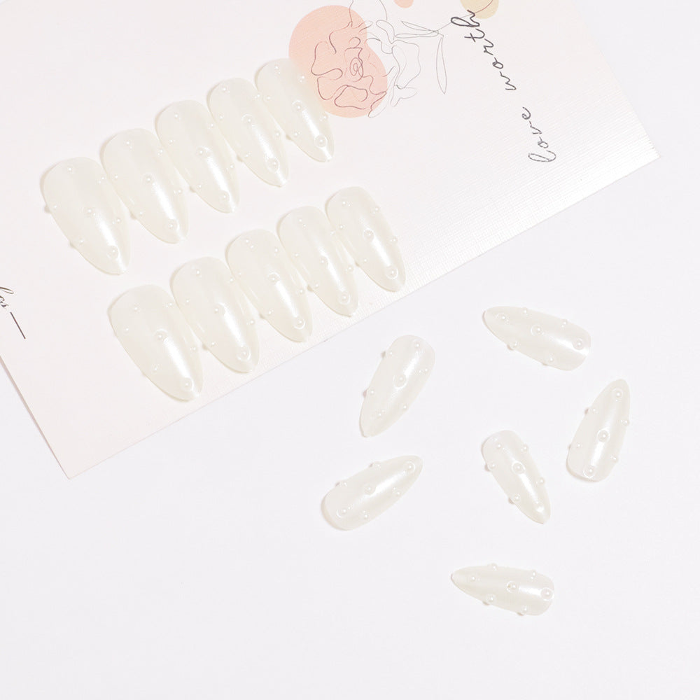 Premium Perlenverzierte Stiletto Press-On Nägel Brehn