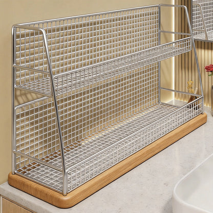 Winkelständer mit drei Drahtkörben und Gitterrückwand für geneigte Desktop-Mesh-Gepäckablage und -Thekenorganizer