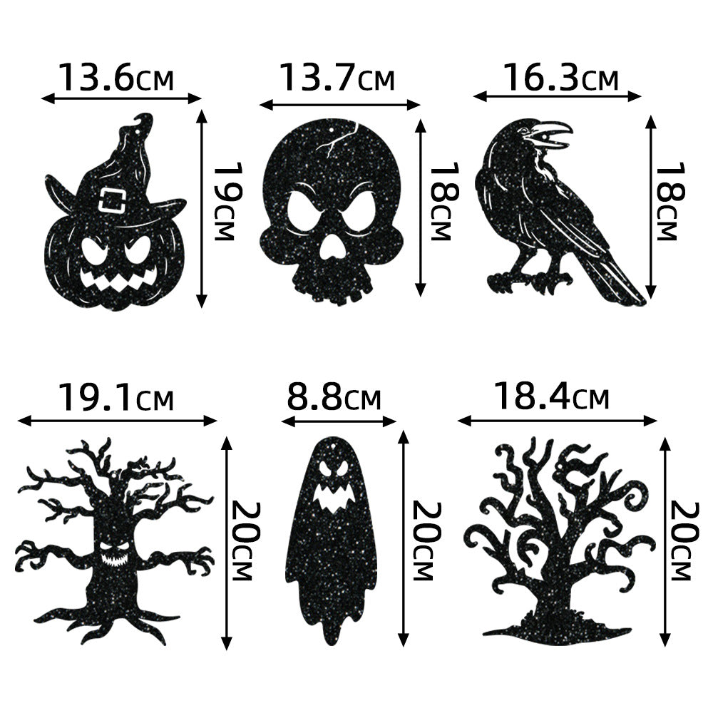 Mehrteiliges Hängendes Halloween-Deko-Set aus Glitzer-Silhouetten
