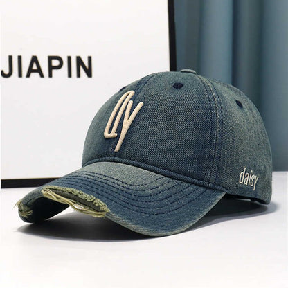Damen Distressed Denim Bestickte Baseballmütze Brehn