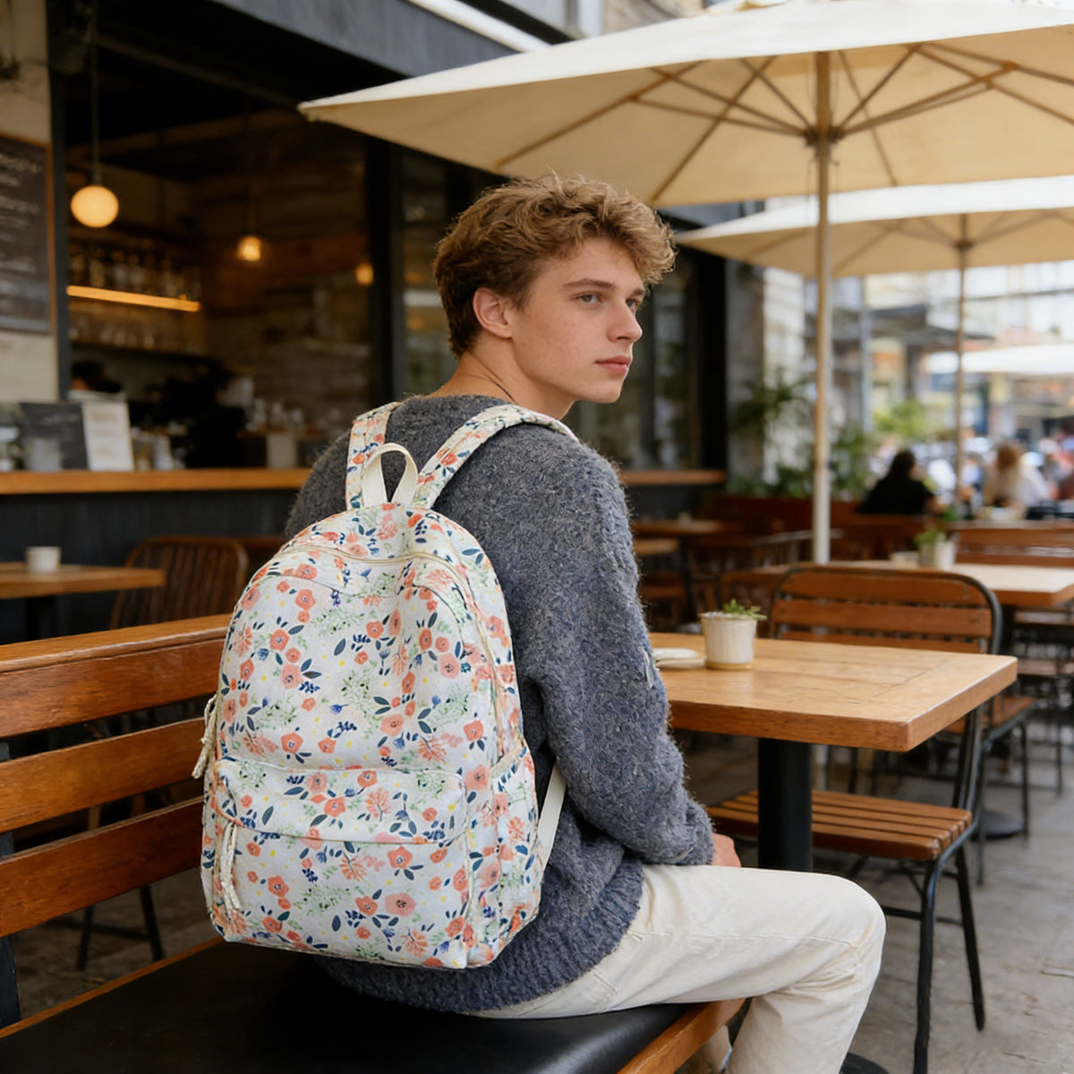 Blumenmuster Mehrfach-Taschen Rucksack