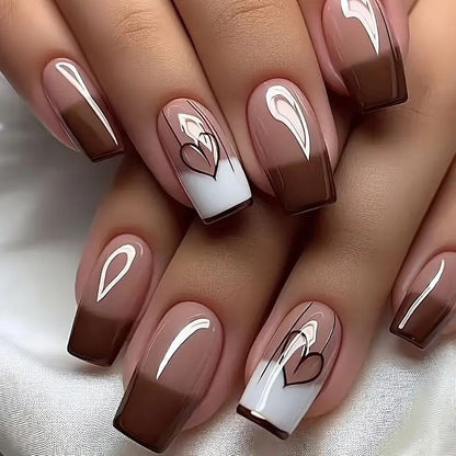 Herz-verzierte Gradient-Nagelkunst-Design Brehn