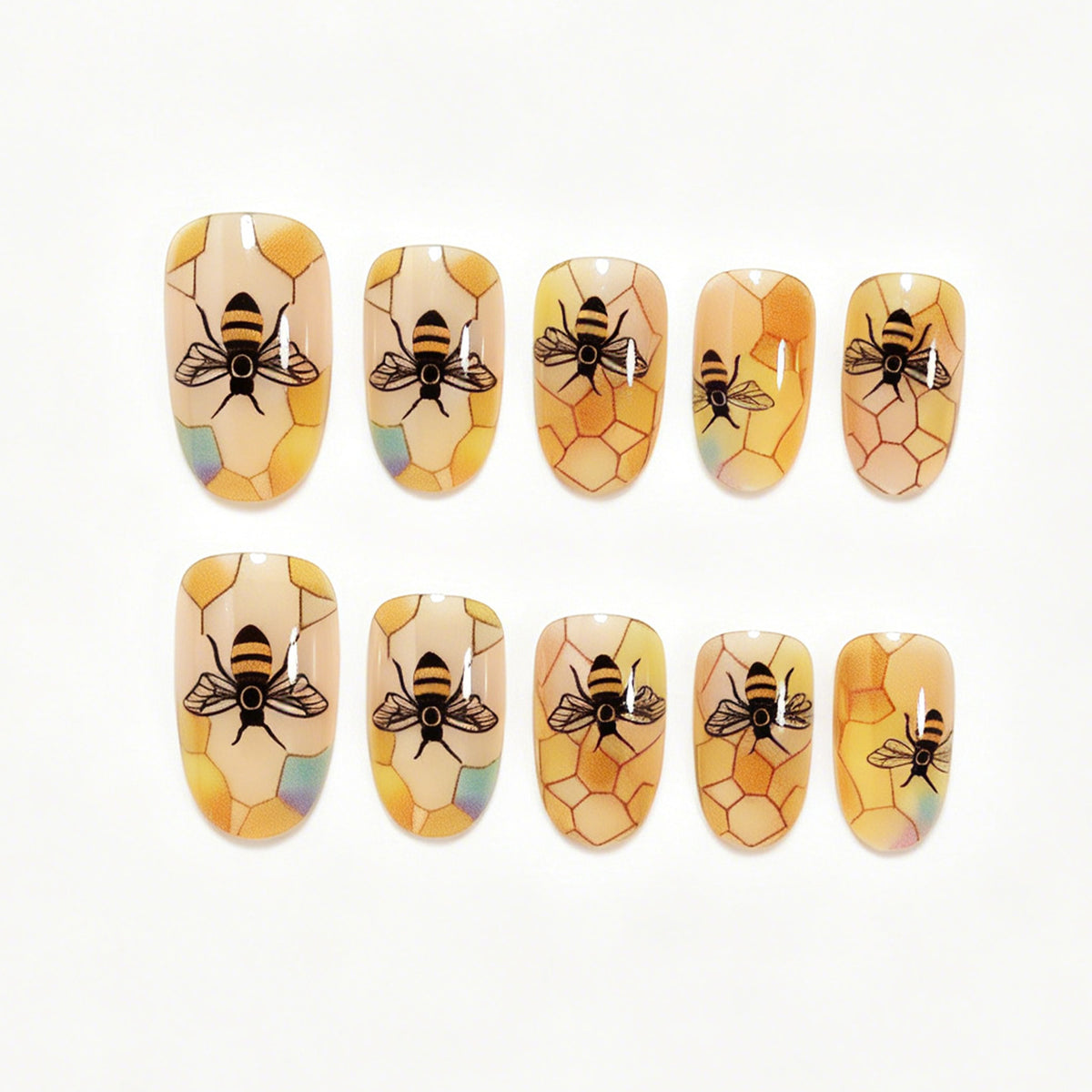 Künstlerisches Bienen-Themen Press-On Nagelkunst Set Brehn