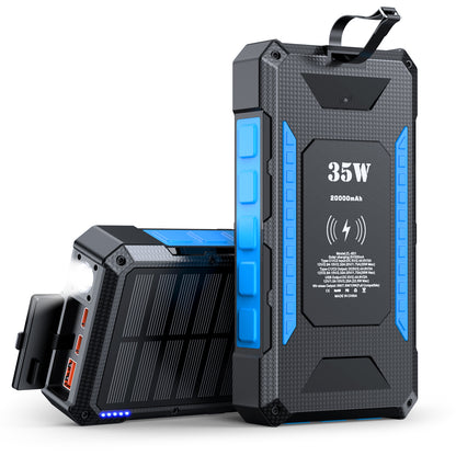 Solar Powerbank mit Schnellladefunktion und Integrierter Taschenlampe Brehn