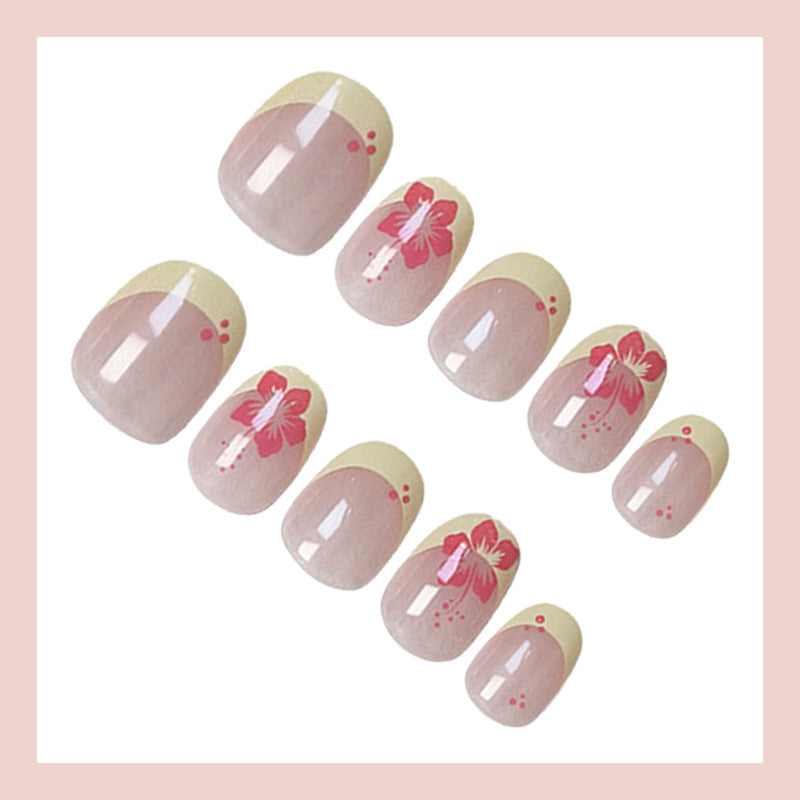 Kunstnagelset mit floralen Designs und elegantem Farbverlauf Brehn