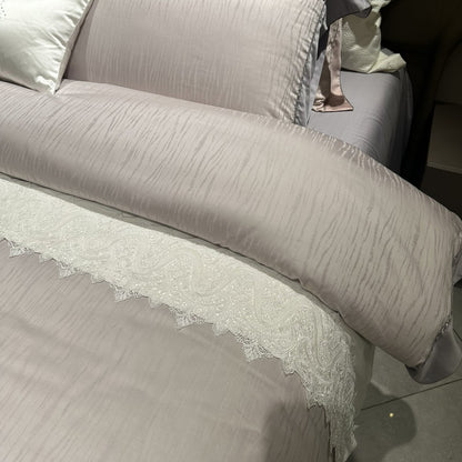 luxuriöses Baumwollsatin Bettwäsche-Set mit bestickter Kante