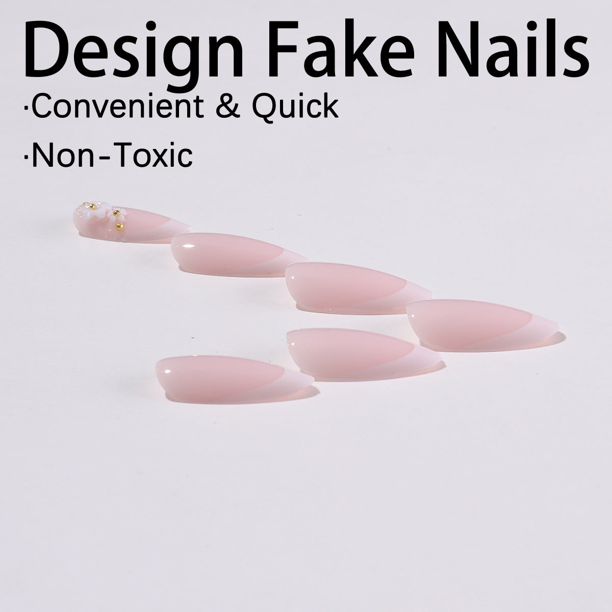 Kunstnagelset mit eleganten Blütenakzenten und Glitzer Brehn