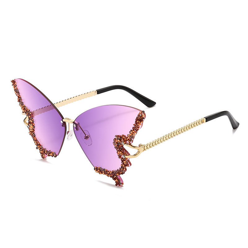 Damen extravagante Sonnenbrille mit funkelndem Butterfly-Design Brehn
