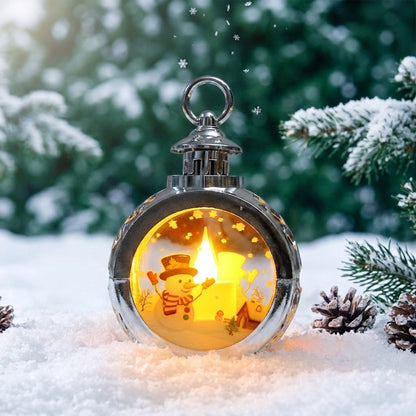 Weihnachtslaterne mit LED-Flamme und festlichem Design