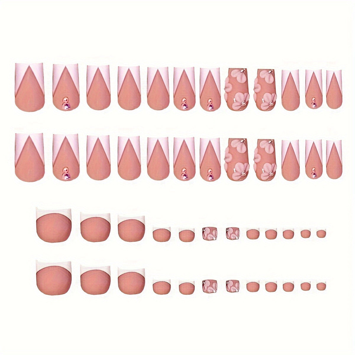 Floral French Tip Press-On Nail Set Brehn