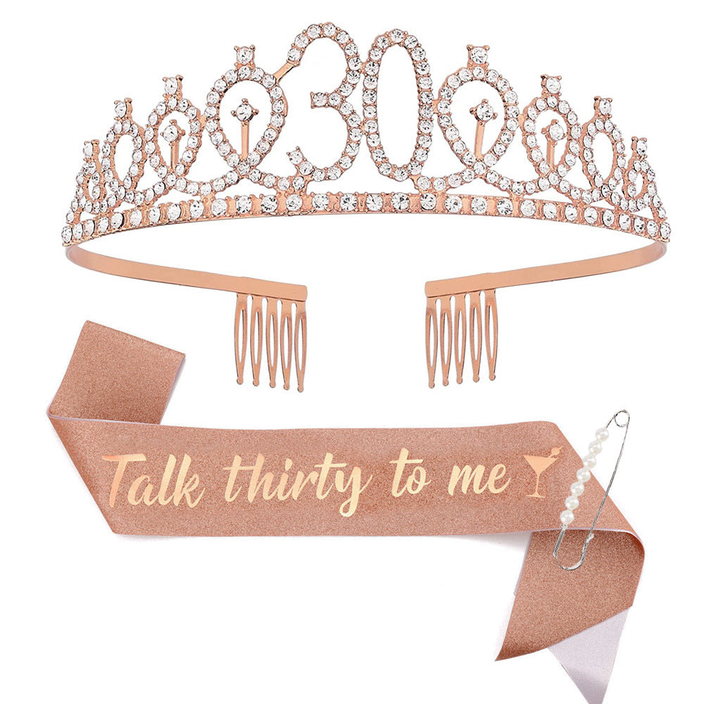 Damen Glitzernde Tiara mit personalisiertem 80. Geburtstagsschriftzug Brehn