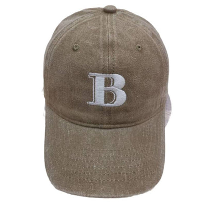 Damen Distressed Baumwoll-Baseballcap mit Buchstabenstickerei Brehn
