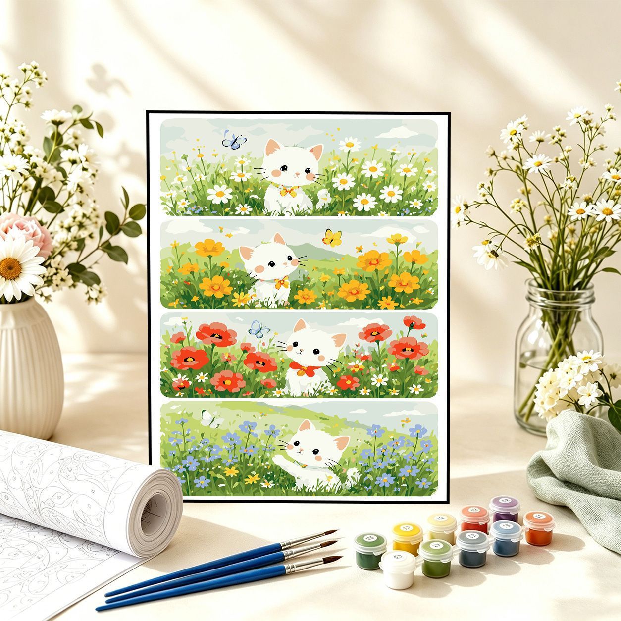 Verspieltes florales Katzenmalset Brehn