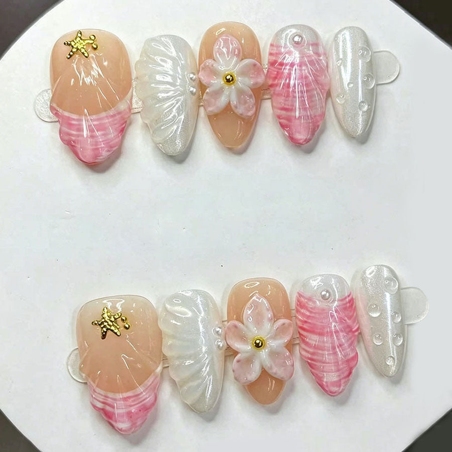 Künstlerisches florales Design Press-On Nägel Brehn