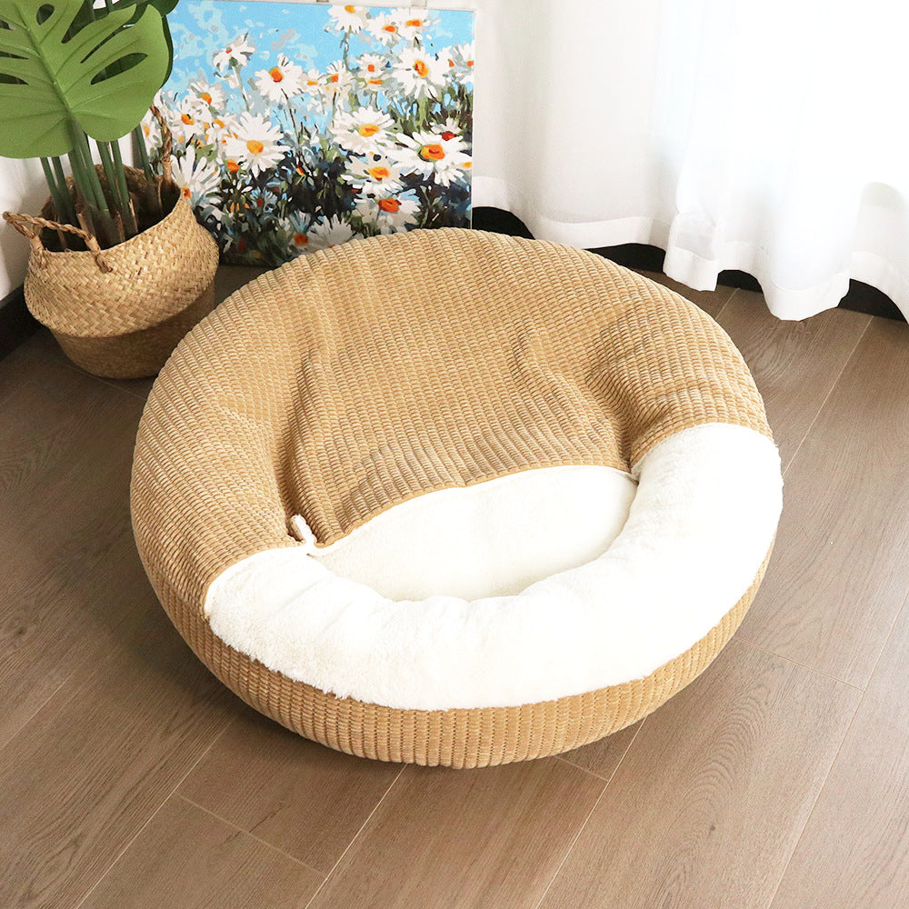 Luxuriöses rundes Plüsch-Hundebett