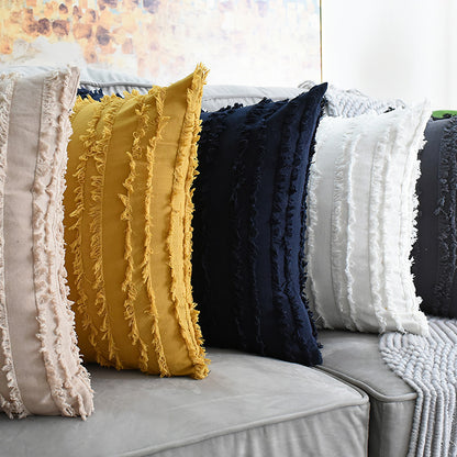 Dekorativer Fransenstrukturierter Wurfkissenbezug Paar