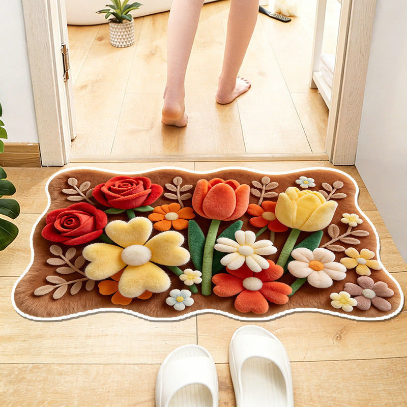 Plüsch Floral Muster Badeteppich
