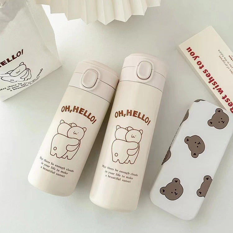 Damen Isoliertrinkflasche mit niedlichem Bärenmotiv Brehn
