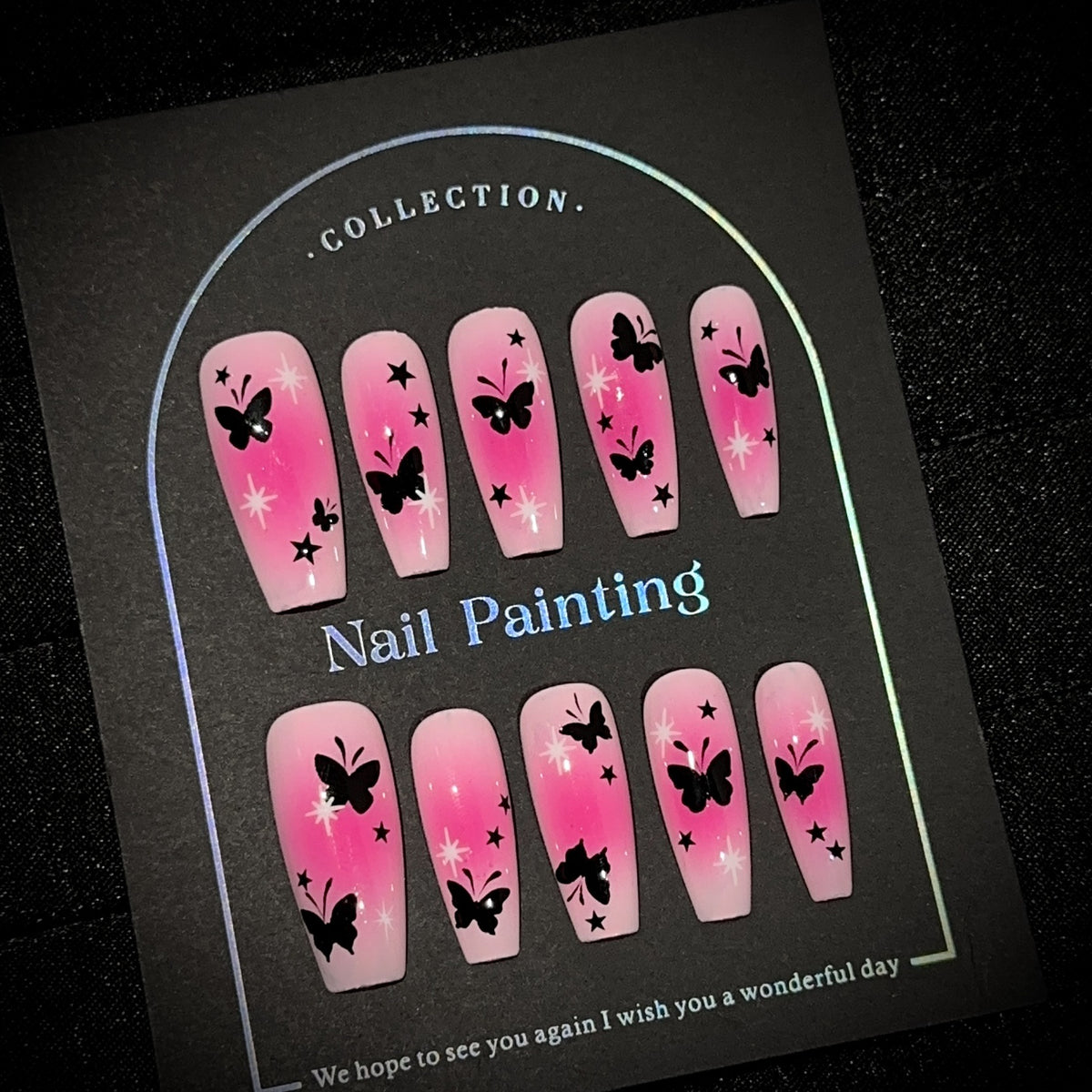 Schmetterlings-verziertes Press-On-Nagelset