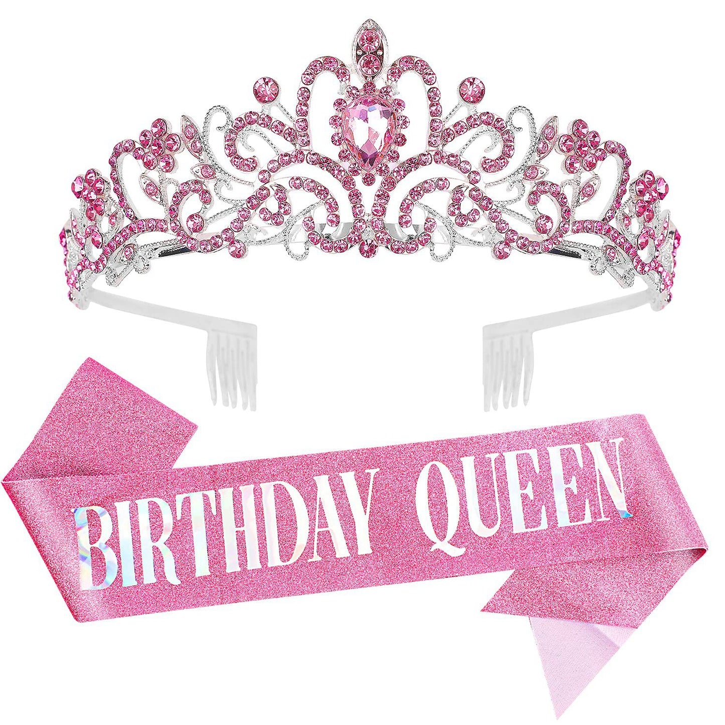 Damen Festliche Tiara mit schimmernden Strasssteinen Brehn