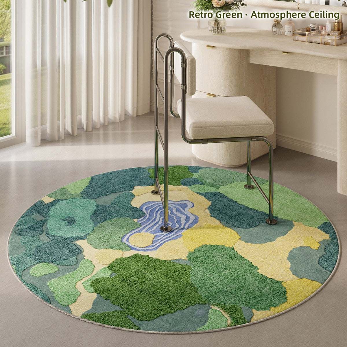 Blumenmuster runder Teppich