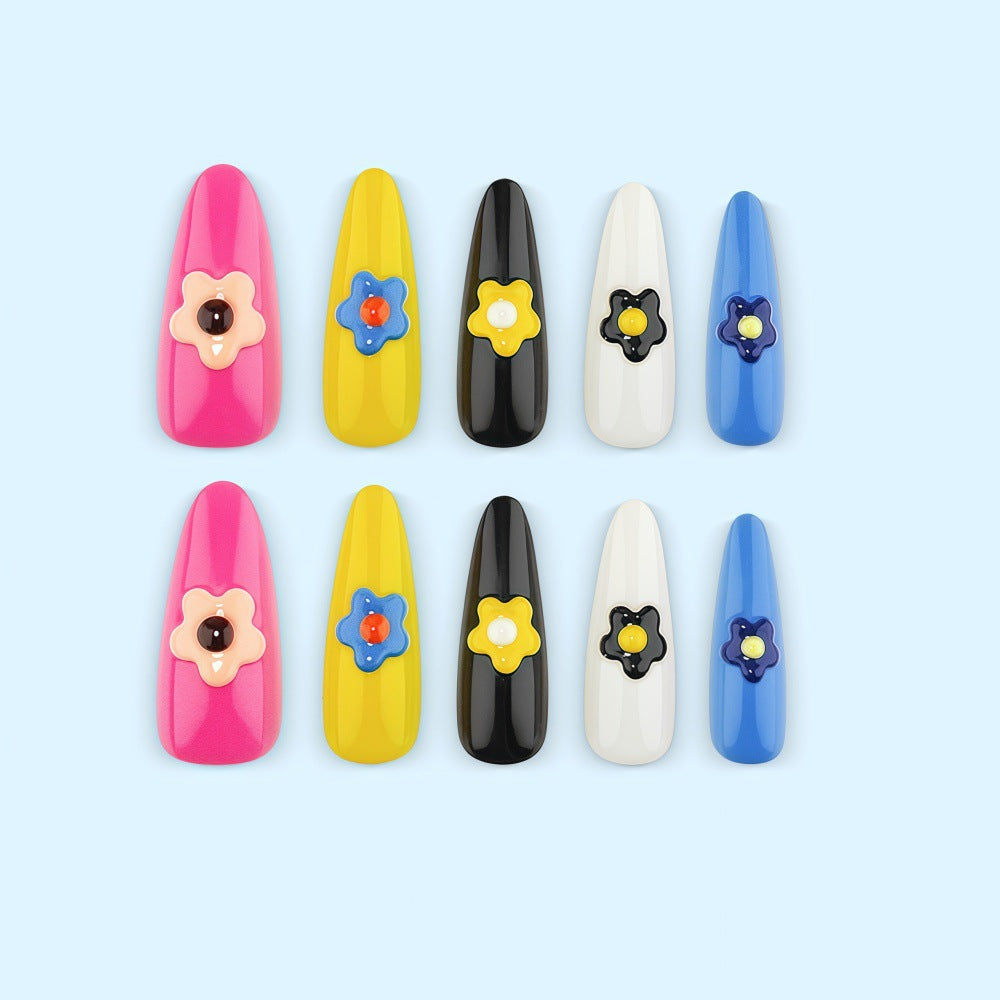 Kunstnagelset mit bunten Blütenmotiven Brehn
