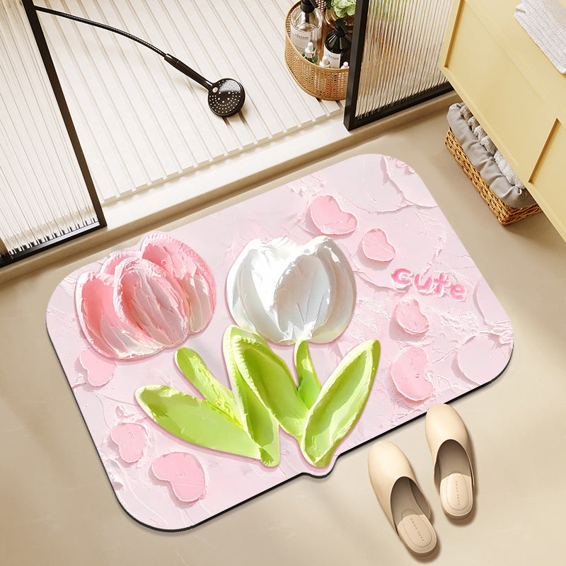 Blumenmuster Memory Foam Badezimmermatte