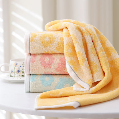 Weiches Baumwoll-Badetuch mit Floraler Jacquard-Struktur und Hoher Saugkraft