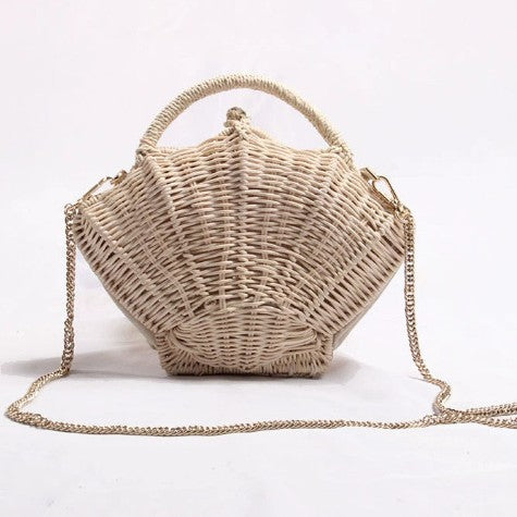 Damen Handtasche im Korbdesign mit eleganter Kettenumhängung Brehn
