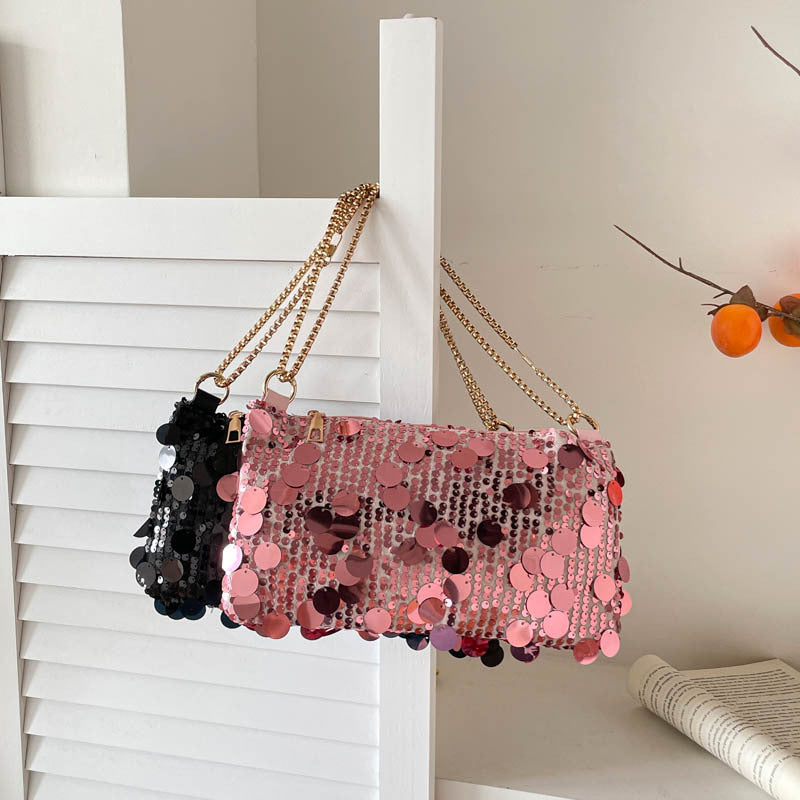 WoGlamorous Abend Pailletten Clutch Brehn