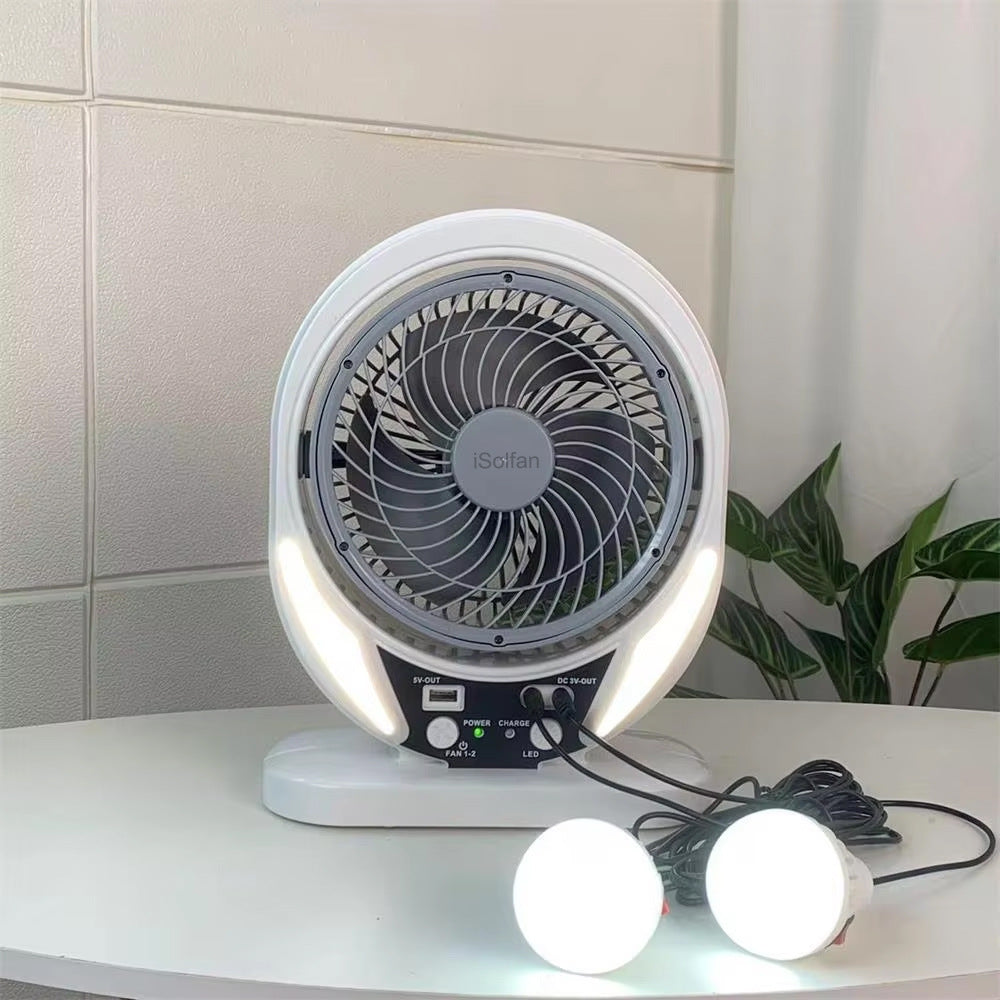 Damen Tragbarer Solarventilator mit integrierter LED-Beleuchtung und USB-Anschluss Brehn