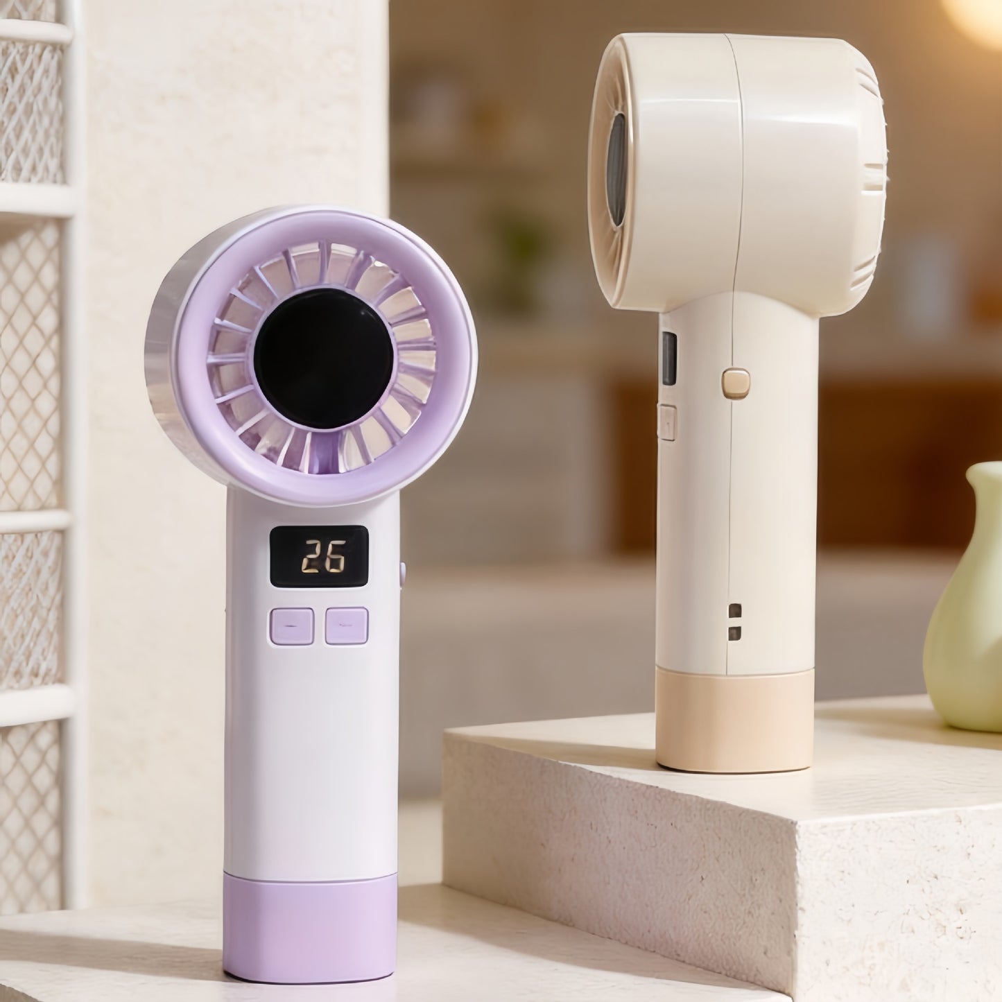 Damen Tragbarer Handventilator mit digitaler Temperaturanzeige Brehn