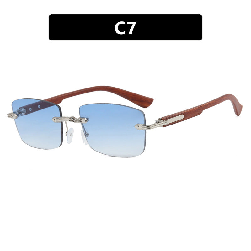Damen quadratische Sonnenbrille mit Holzrahmen und gradienten Gläsern Brehn