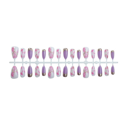 Elegantes marmoriertes Press-On-Nagelkunst-Set mit goldenen Akzenten Brehn