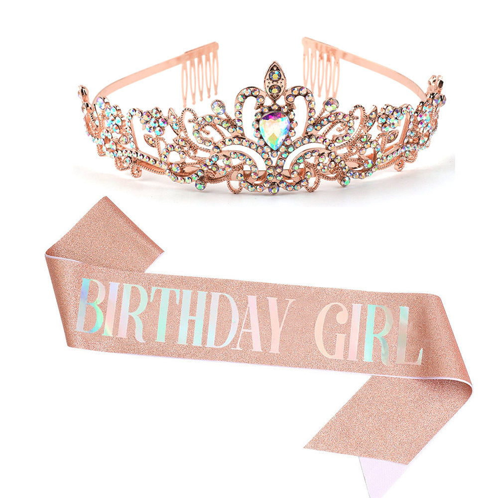Damen Festliche Tiara mit schimmernden Strasssteinen Brehn