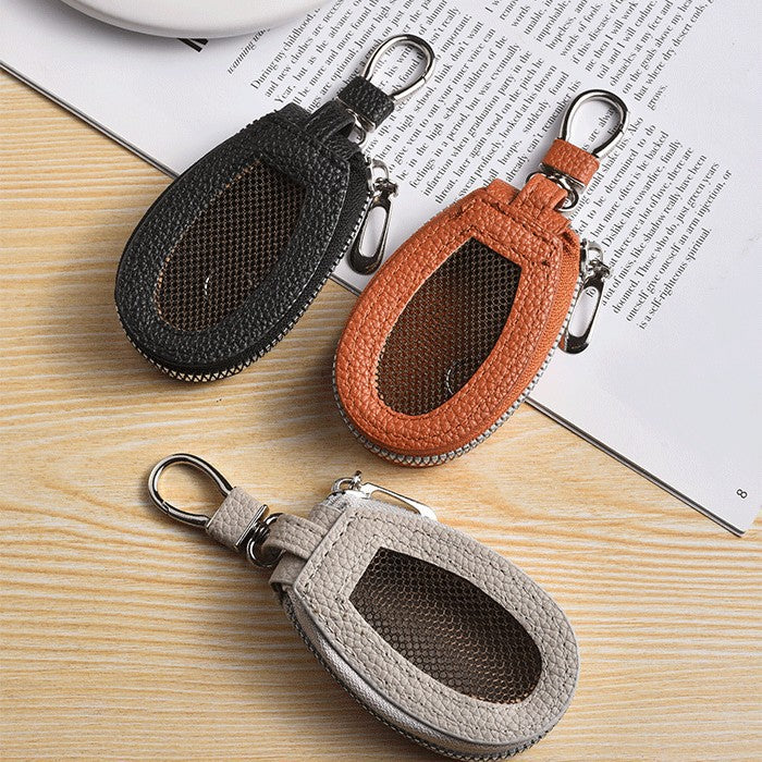 Texturiertes Leder-Münzfach mit Clip Brehn