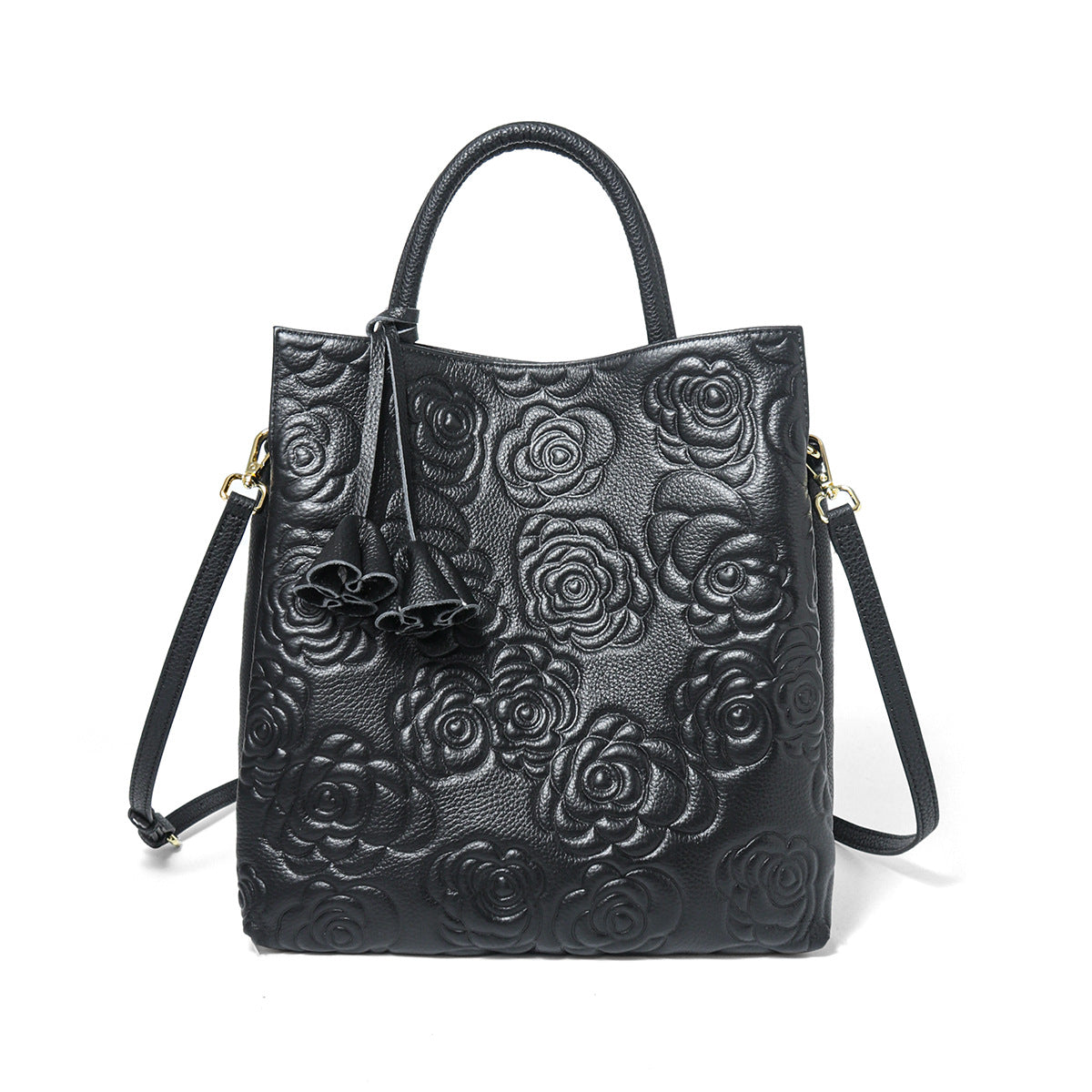 Prägte Blumen-Leder-Tote-Bag mit abnehmbarem Riemen