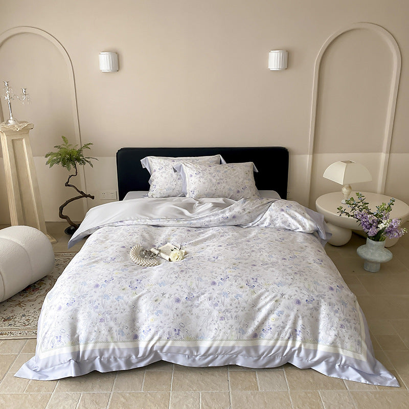 Botanisches Baumwollsatin Bettbezugset mit luxuriösem Satinrand & wendem Design