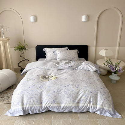 Botanisches Baumwollsatin Bettbezugset mit luxuriösem Satinrand & wendem Design