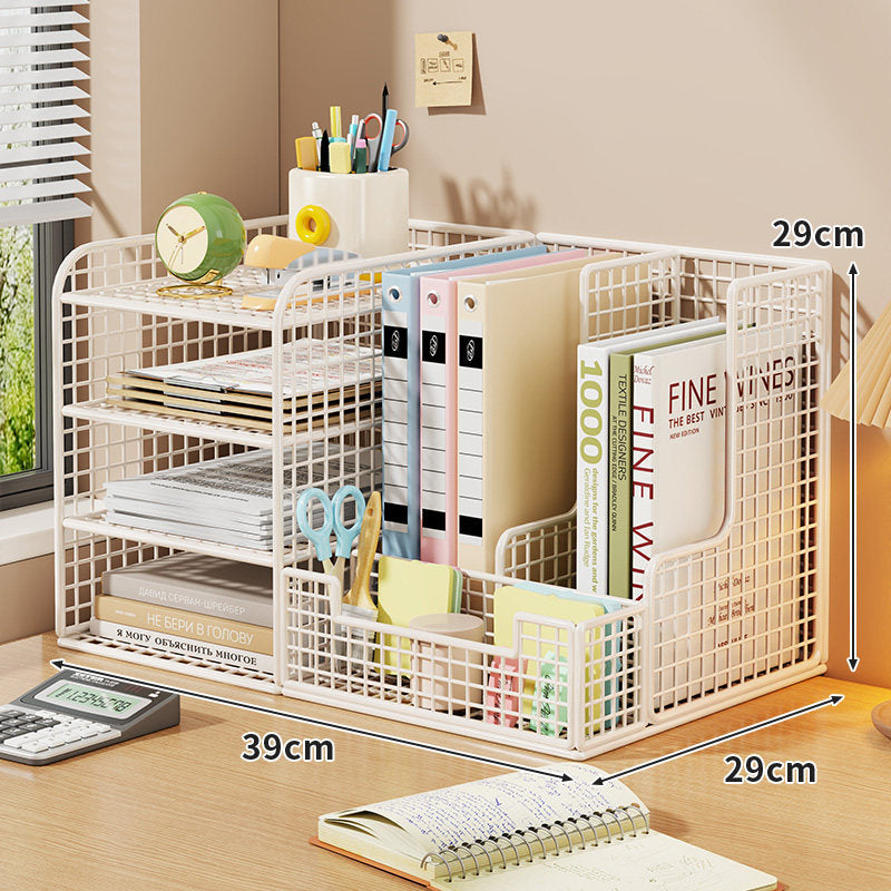Mesh Desktop Datei- und Schreibwaren-Organizer mit Bambusregalen