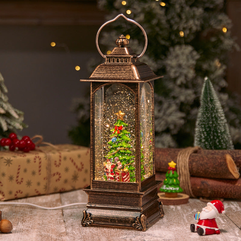 Beleuchtete Weihnachtslaterne mit Schnee- und Weihnachtsmotiv Brehn