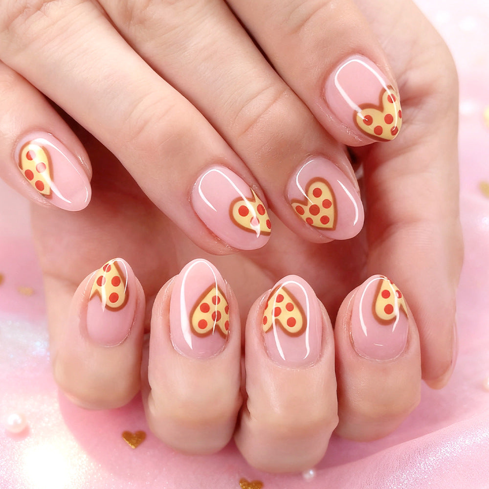 Verspielte Pizza Herz Press-On Nagelkunst Brehn