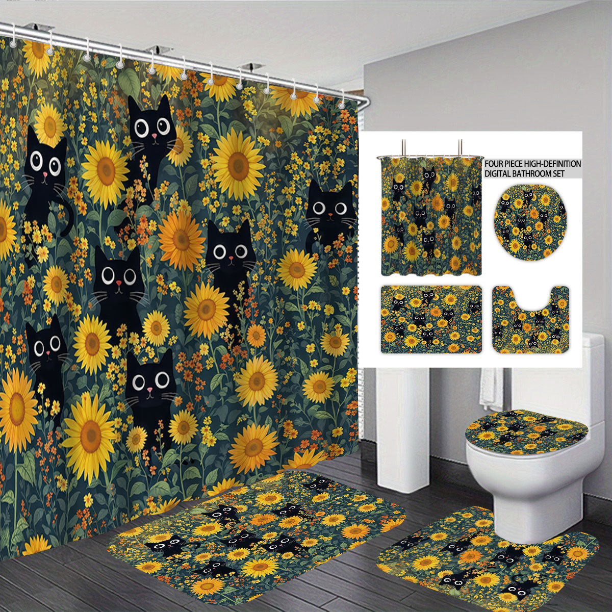 Digital Floral Theme Badezimmer Dekor Set Brehn