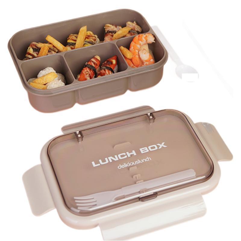 Mehrfach unterteilte Bento-Lunchbox mit integriertem Besteck