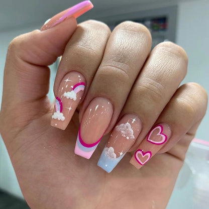 Künstliche Nagelkunst mit Regenbogen-Design Brehn